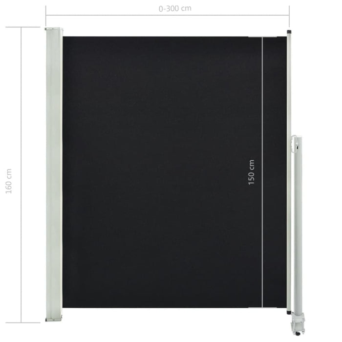 Patio Retractable Side Awning 160 x 300 Cm Black Apokt