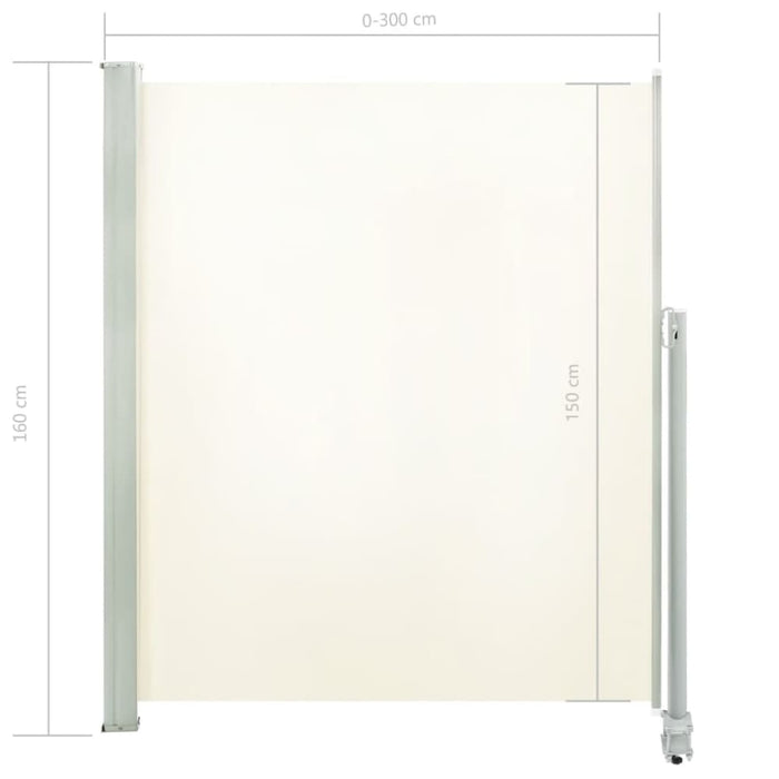 Patio Retractable Side Awning 160 x 300 Cm Cream Apoka