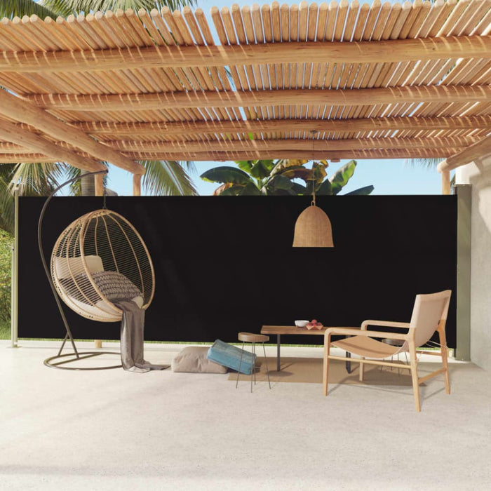 Patio Retractable Side Awning 180x600 Cm Black Toikla