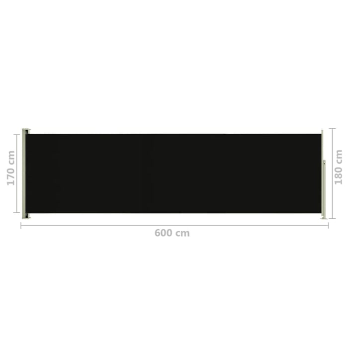 Patio Retractable Side Awning 180x600 Cm Black Toikla
