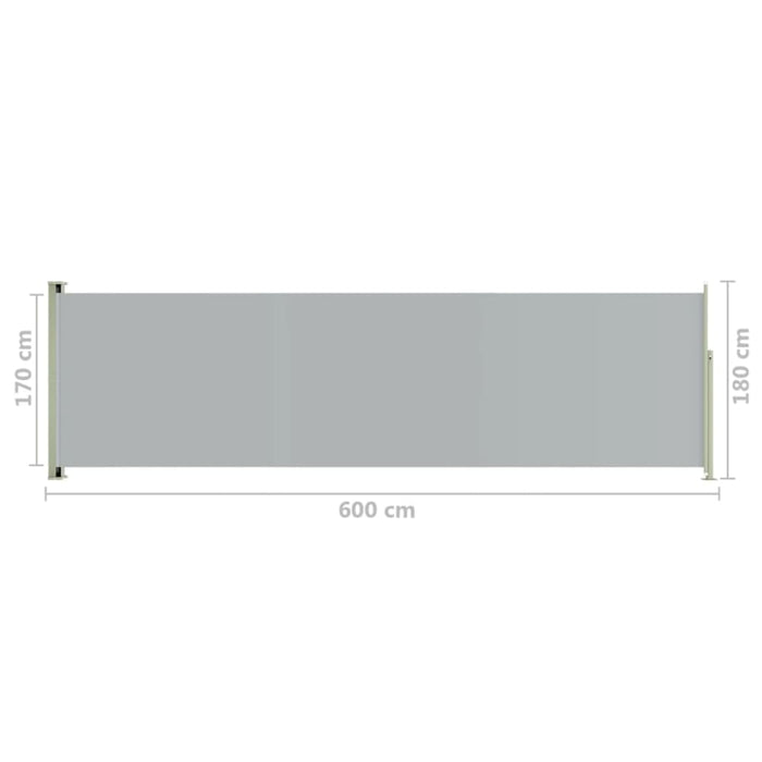 Patio Retractable Side Awning 180x600 Cm Grey Toikln