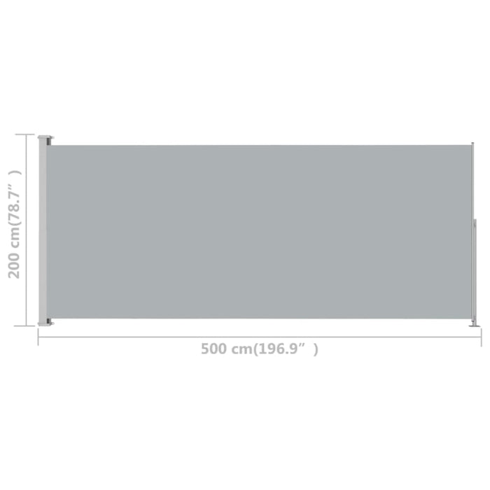 Patio Retractable Side Awning 200x500 Cm Grey Totaok