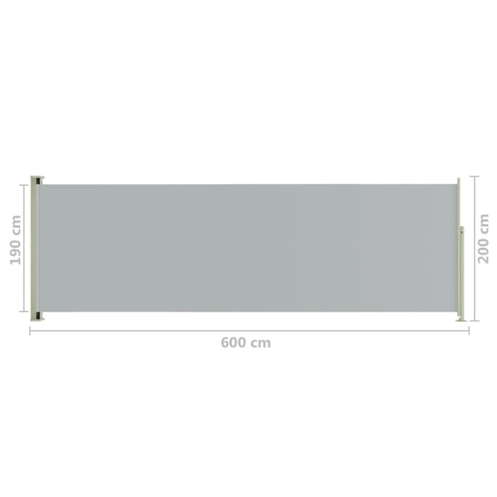 Patio Retractable Side Awning 200x600 Cm Grey Toikia