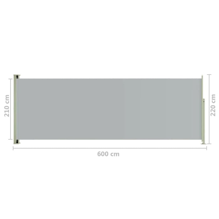 Patio Retractable Side Awning 220x600 Cm Grey Toiknb