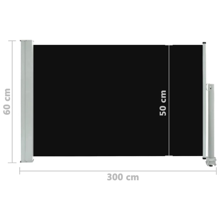 Patio Retractable Side Awning 60x300 Cm Black Antpx