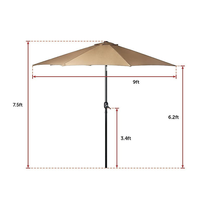 9ft Patio Umbrella Outdoor Garden Table with 8 Sturdy Ribs