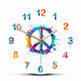 Peace Symbol In Watercolour Splashes Decorative Wall Clock