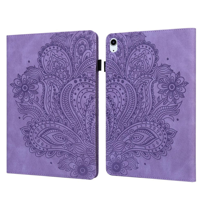 Peacock Embossed Pattern Leather Tablet Case For Ipad 10th