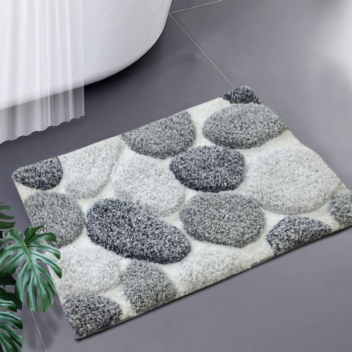 Pebble 3d Design Tufted Soft Pile Bathmat 50x80