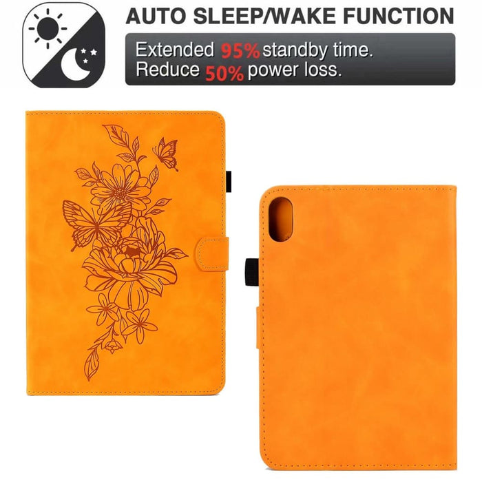 Peony Butterfly Embossed Leather Smart Tablet Case For Ipad