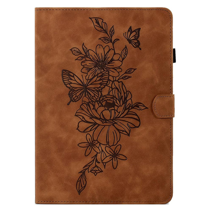 Peony Butterfly Embossed Leather Smart Tablet Case For Ipad