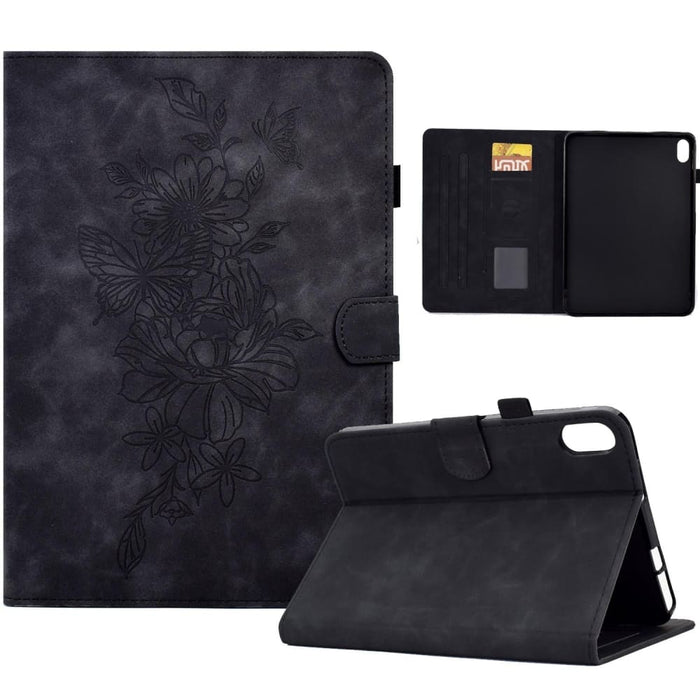 Peony Butterfly Embossed Leather Smart Tablet Case For Ipad