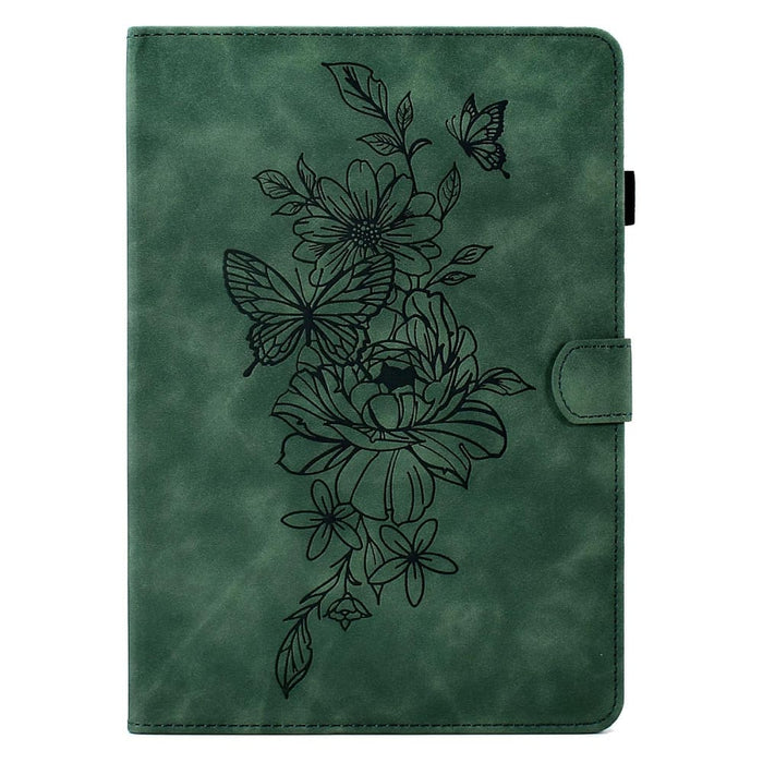 Peony Butterfly Embossed Leather Smart Tablet Case For Ipad