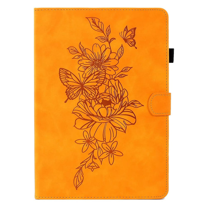 Peony Butterfly Embossed Leather Smart Tablet Case For Ipad