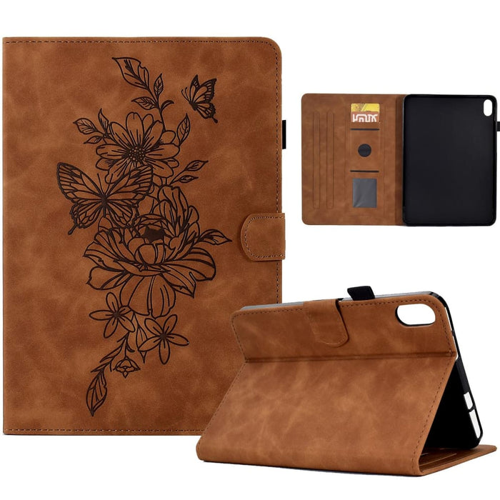 Peony Butterfly Embossed Leather Smart Tablet Case For Ipad