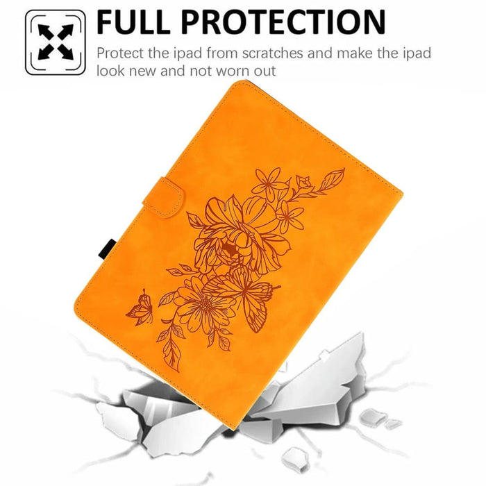 Peony Butterfly Embossed Leather Smart Tablet Case For Ipad