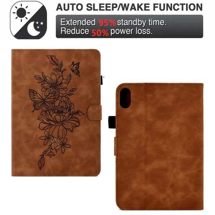 Peony Butterfly Embossed Leather Smart Tablet Case For Ipad