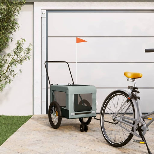 Pet Bike Trailer Grey and Black Oxford Fabric Iron Ktkti
