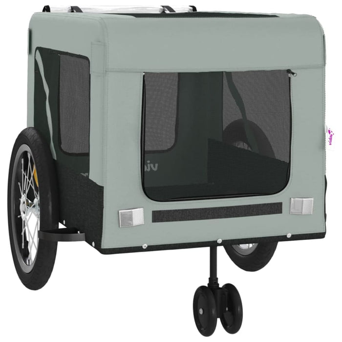 Pet Bike Trailer Grey and Black Oxford Fabric Iron Ktkti