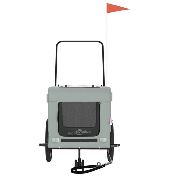 Pet Bike Trailer Grey and Black Oxford Fabric Iron Ktkti