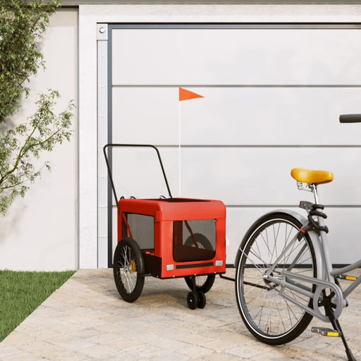 Pet Bike Trailer Orange And Black Oxford Fabric Iron Ktkax