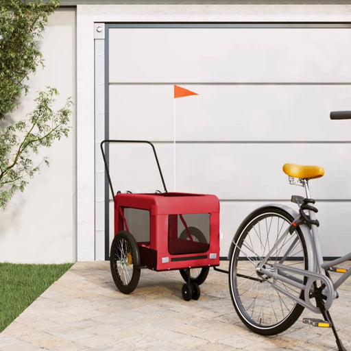 Pet Bike Trailer Red and Black Oxford Fabric Iron Ktkat