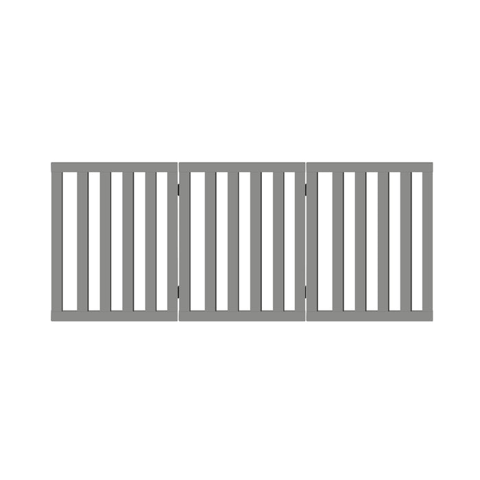 Wooden Pet Gate Dog Fence Safety Stair Barrier Security Door 3-Panel Grey