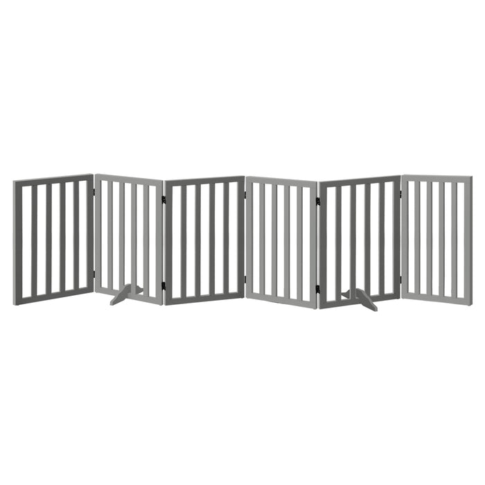 Wooden Pet Gate Dog Fence Grey Safety Stair Barrier Security Door 80Cm