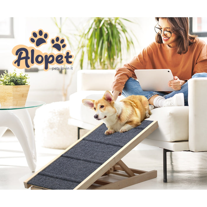 Dog Pet Ramp Adjustable Height Stairs Bed Sofa Car Foldable 100Cm
