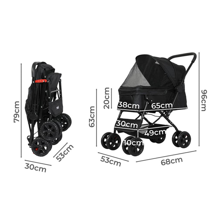 Goslash Picks Pet Stroller Dog Cat Carrier Foldable Black