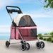 Goslash Picks Pet Stroller Dog Cat Carrier Foldable Pink