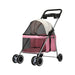 Goslash Picks Pet Stroller Dog Cat Carrier Foldable Pink