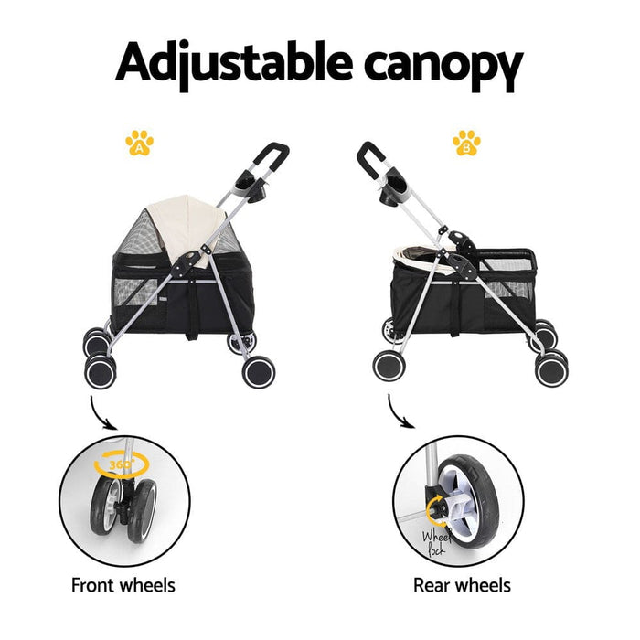 Pet Stroller Pram Dog Cat Carrier Cage Large Travel