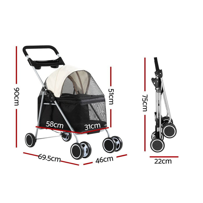 Pet Stroller Pram Dog Cat Carrier Cage Large Travel