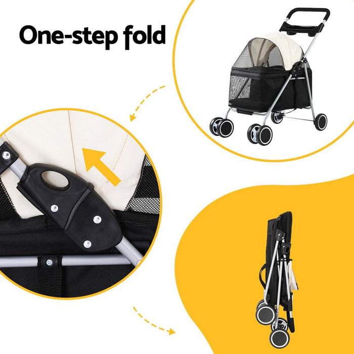 Pet Stroller Pram Dog Cat Carrier Cage Large Travel