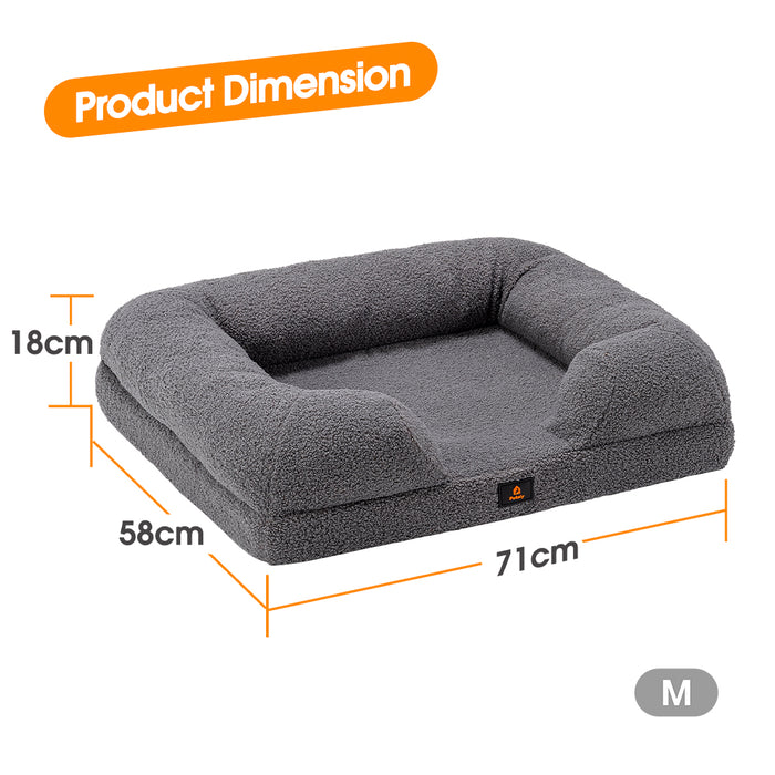 Memory Foam Dog Bed Pet Sofa Calming Bed Washable Removable Grey