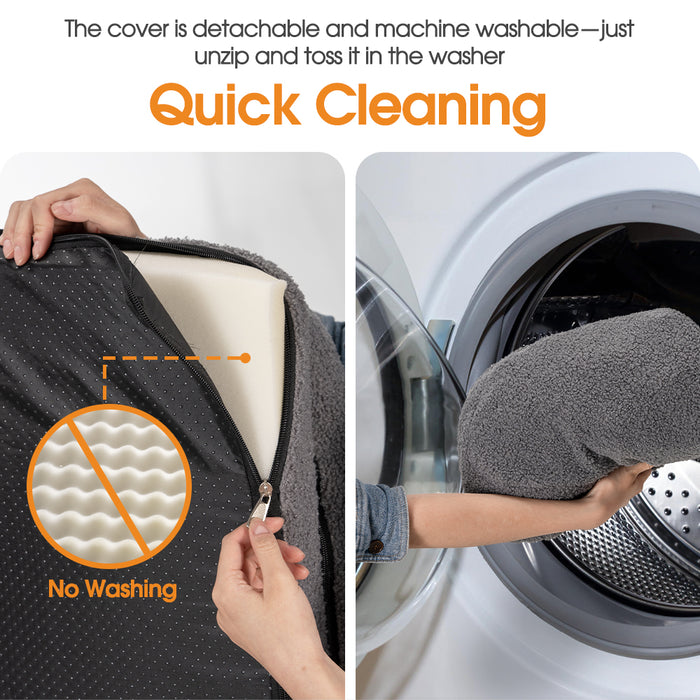 Memory Foam Dog Bed Pet Sofa Calming Bed Washable Removable Grey