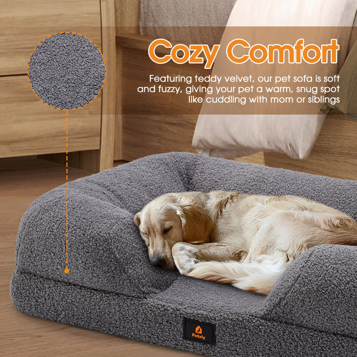 Memory Foam Dog Bed Pet Sofa Calming Bed Washable Removable Grey X Large