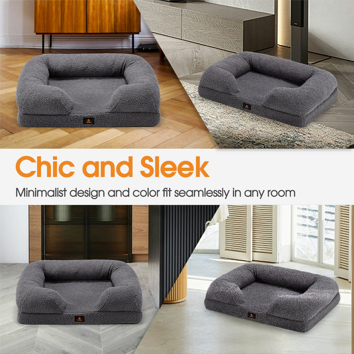 Memory Foam Dog Bed Pet Sofa Calming Bed Washable Removable Grey X Large