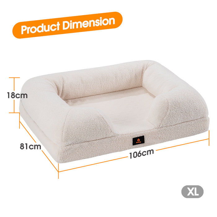 Memory Foam Dog Bed Pet Sofa Calming Bed Washable Removable White X Large