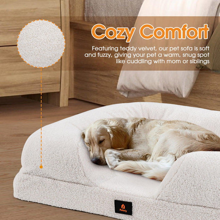 Memory Foam Dog Bed Pet Sofa Calming Bed Washable Removable White X Large