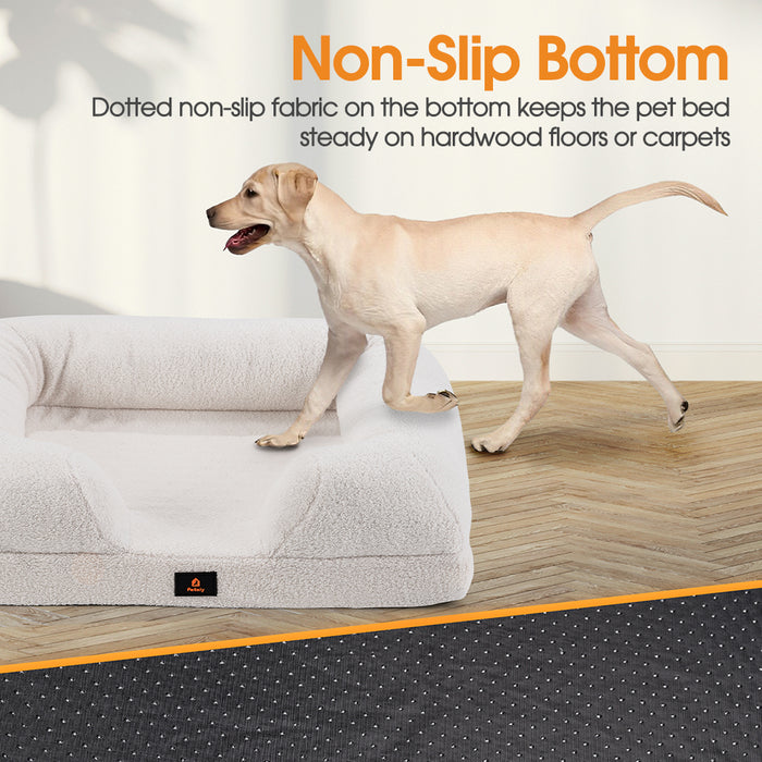 Memory Foam Dog Bed Pet Sofa Calming Bed Washable Removable White X Large