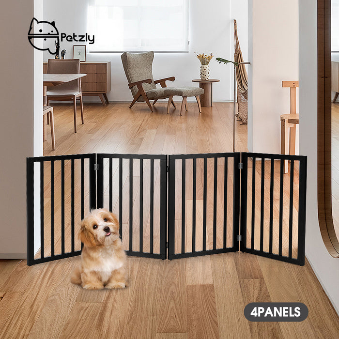 Pet Gate Dog Fence Safety Barrier Security Door 4 Panel 61Cm Black