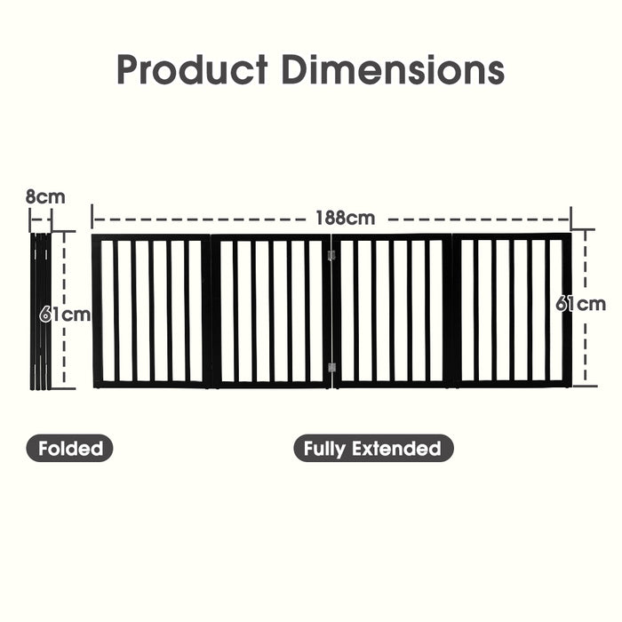 Pet Gate Dog Fence Safety Barrier Security Door 4 Panel 61Cm Black