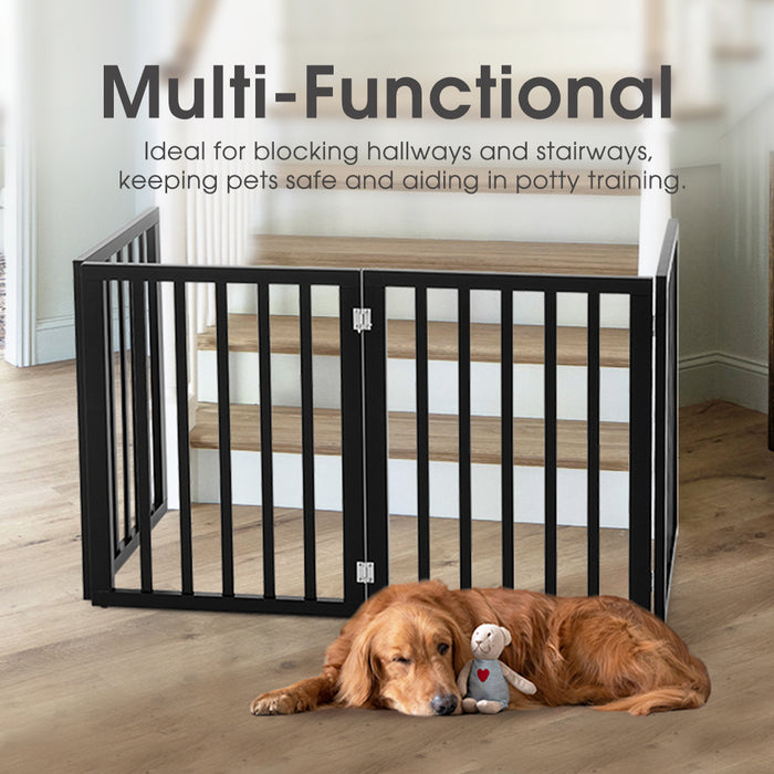 Pet Gate Dog Fence Safety Barrier Security Door 4 Panel 61Cm Black