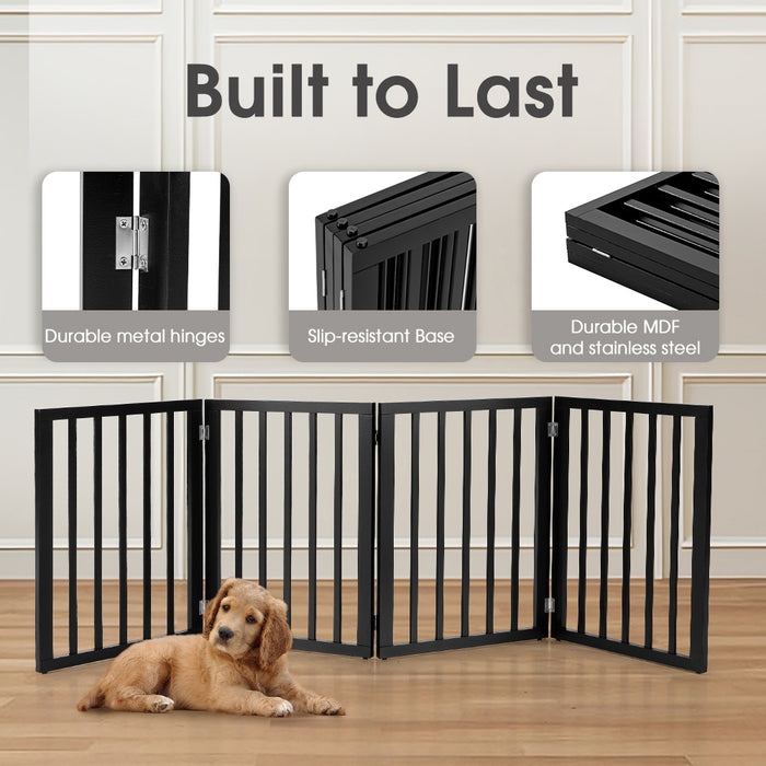 Pet Gate Dog Fence Safety Barrier Security Door 4 Panel 61Cm Black