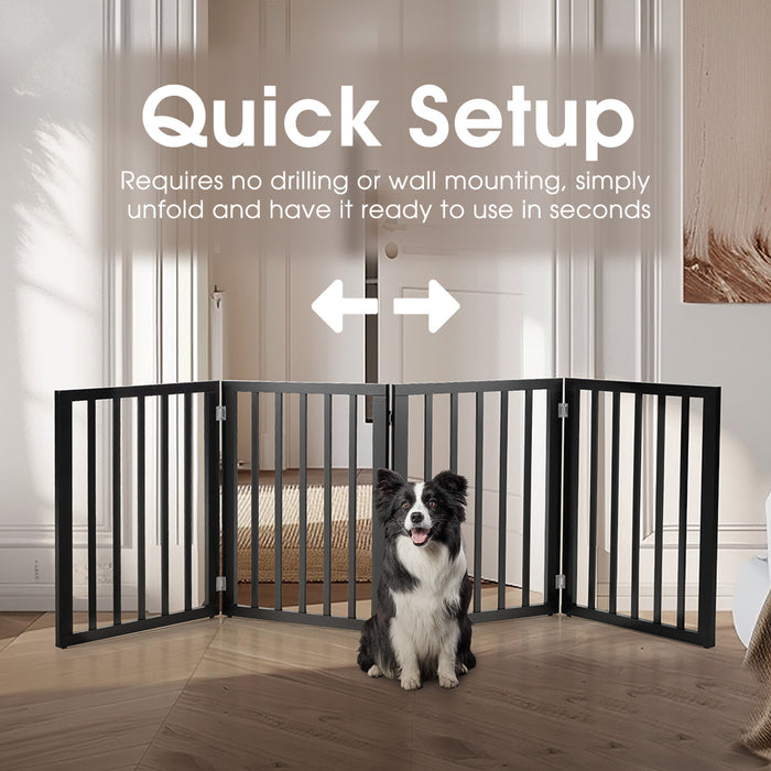 Pet Gate Dog Fence Safety Barrier Security Door 4 Panel 61Cm Black