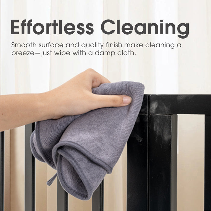 Pet Gate Dog Fence Safety Barrier Security Door 4 Panel 61Cm Black