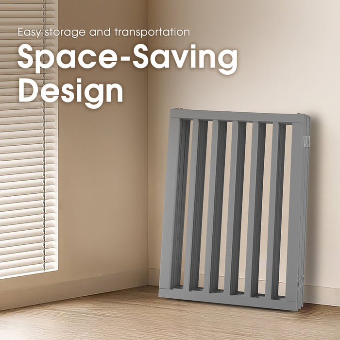 Wooden Pet Gate Dog Fence Safety Barrier Security Door 6 Panel 61Cm Grey