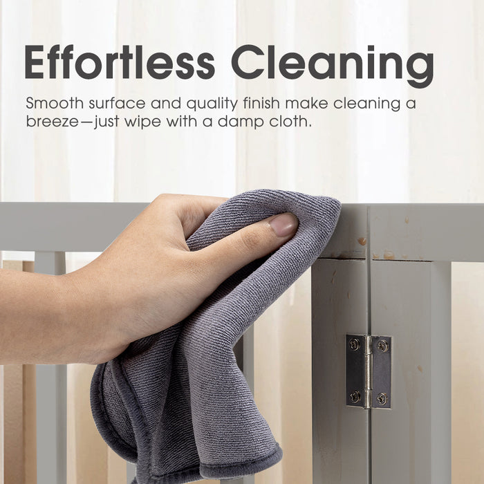 Wooden Pet Gate Dog Fence Safety Barrier Security Door 6 Panel 61Cm Grey